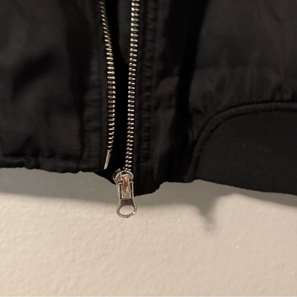 Women’s Lush Black Bomber Jacket with Silver Zippers Medium - Picture 4 of 14